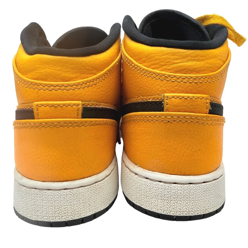 Nike Air Jordan 1 Mid Youth GS‎ Yellow Black Sneakers Size 4Y Athletic Shoes